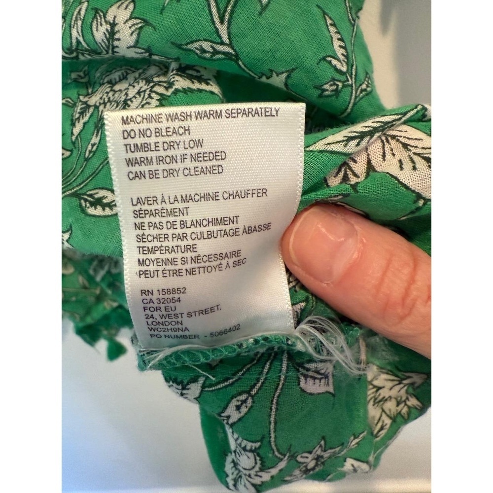 Tuckernuck Ro’s Garden Green Bataca Seychelles Short Tunic Blouse size XS EUC - Picture 10 of 11